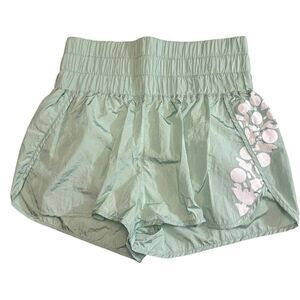 Free People Movement The Way Home‎ Logo Shorts size Large Green Metallic